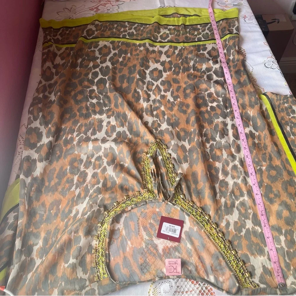 NWT Theodora Callum key lime brown leopard pattern swim cover up, one size - Picture 13 of 13